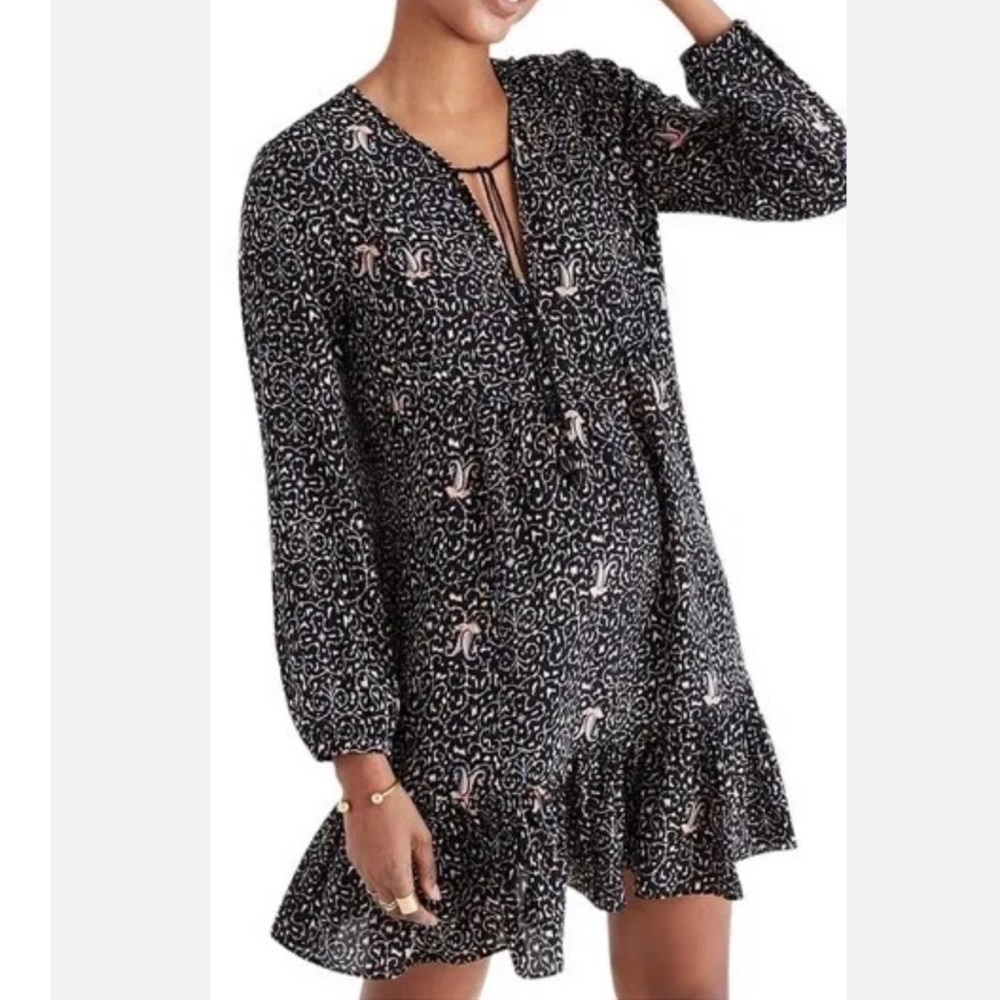Madewell Silk Fiesta Paisley Ruffle Dress Size 6